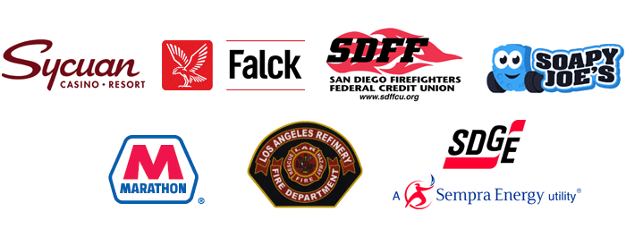Logo: Battalion Sponsors - Sycuan, Falck, SDFFCU, Soapy Joe's, Marathon, SDGE