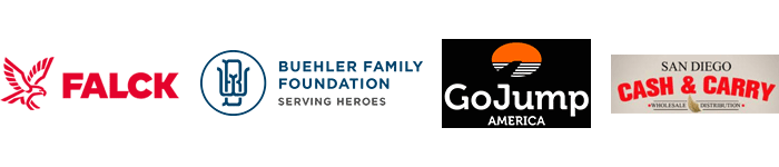 Logos: Battalion Sponsors - Falck, San Diego Cash & Carry, GoJump Oceanside, Buehler Family Foundation