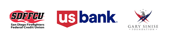 Logo: Station Sponsor - U.S. Bank, SDFFCU, Gary Sinese Foundation